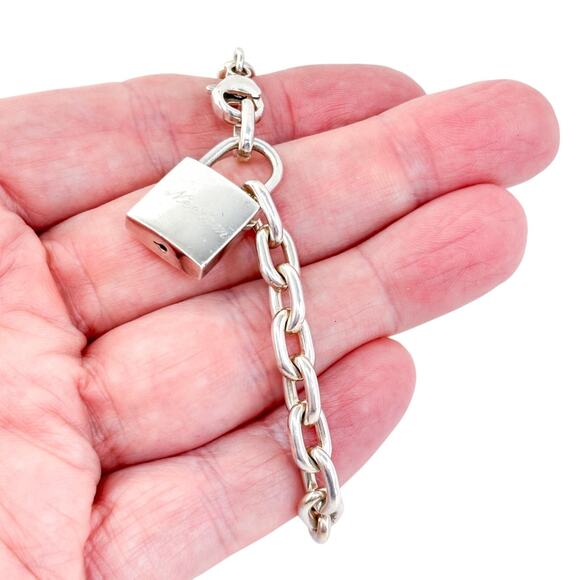 Vintage Sterling Silver 925 ROCHAIN Lock Charm Link Bracelet "Neelam" 7.5" - Picture 1 of 6